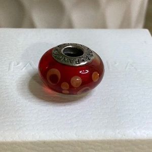 Pandora Murano Red Orange Glass Bead